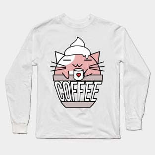 Meowcha in cup pink Long Sleeve T-Shirt